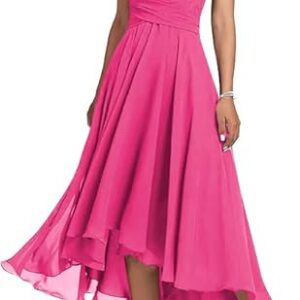Sommerglanz  formelles Partykleid mit Schlitz, Hot Pink
